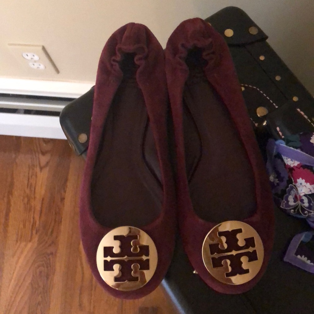 Tory Burch reva baller flats plum suede